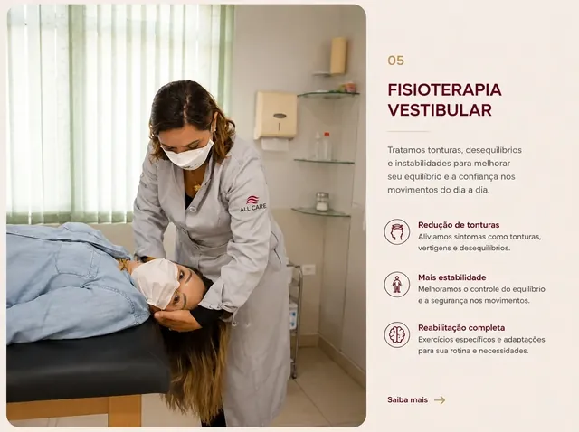Atendimento de fisioterapia vestibular na All Care