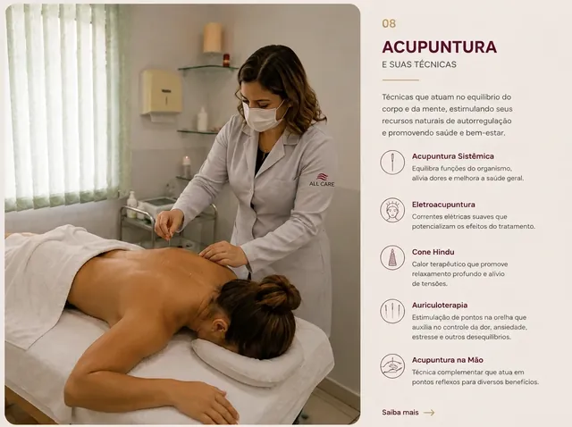 Sessão de acupuntura na All Care
